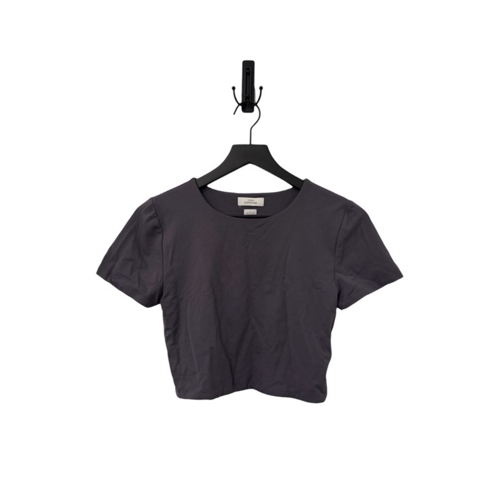 ARITZIA BABATON Contour Crew Cropped T-Shirt in Dark Grey